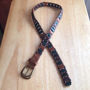 Genuine Leather Made in USA Brown Green Burgundy Open Ridges Belt size Small Med